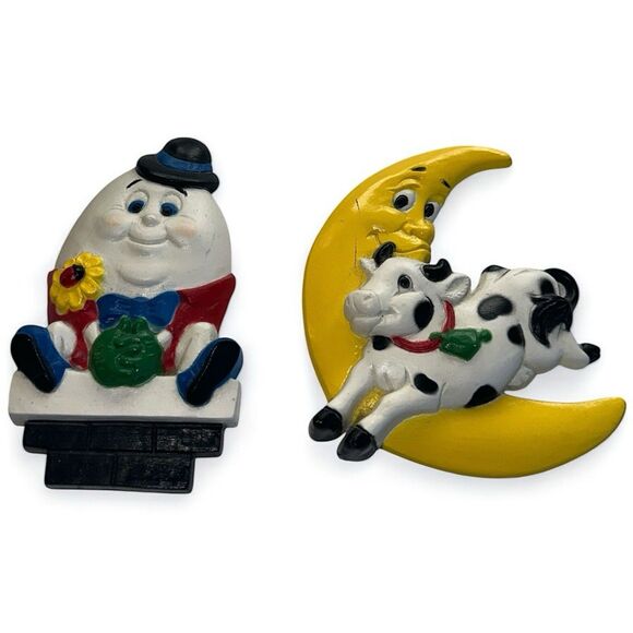 Homco Burwood Vintage Nursery Wall Plaques Humpty Dumpty Cow Moon Decor - Picture 2 of 8